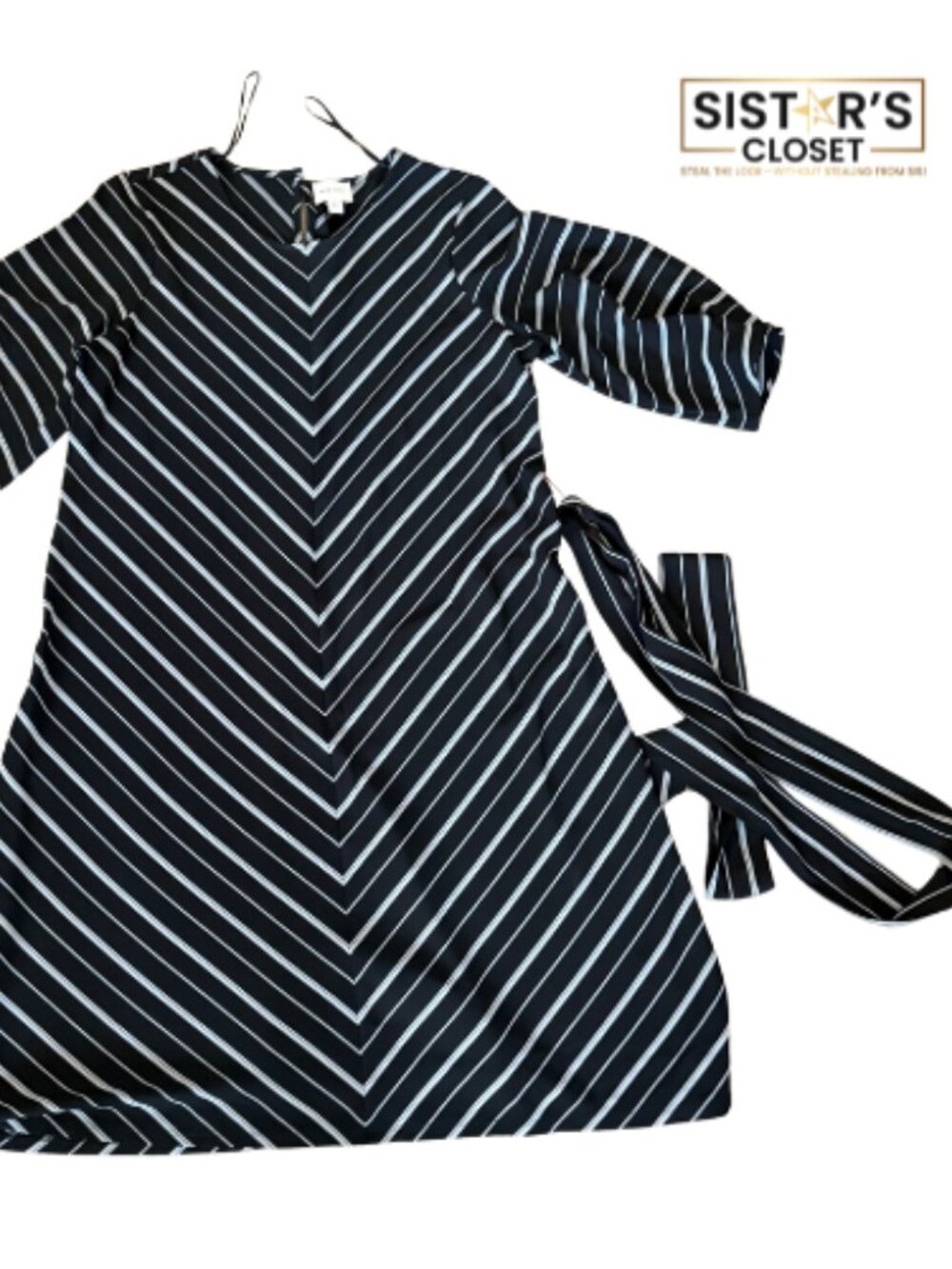 Nine West Black & White Striped Dress